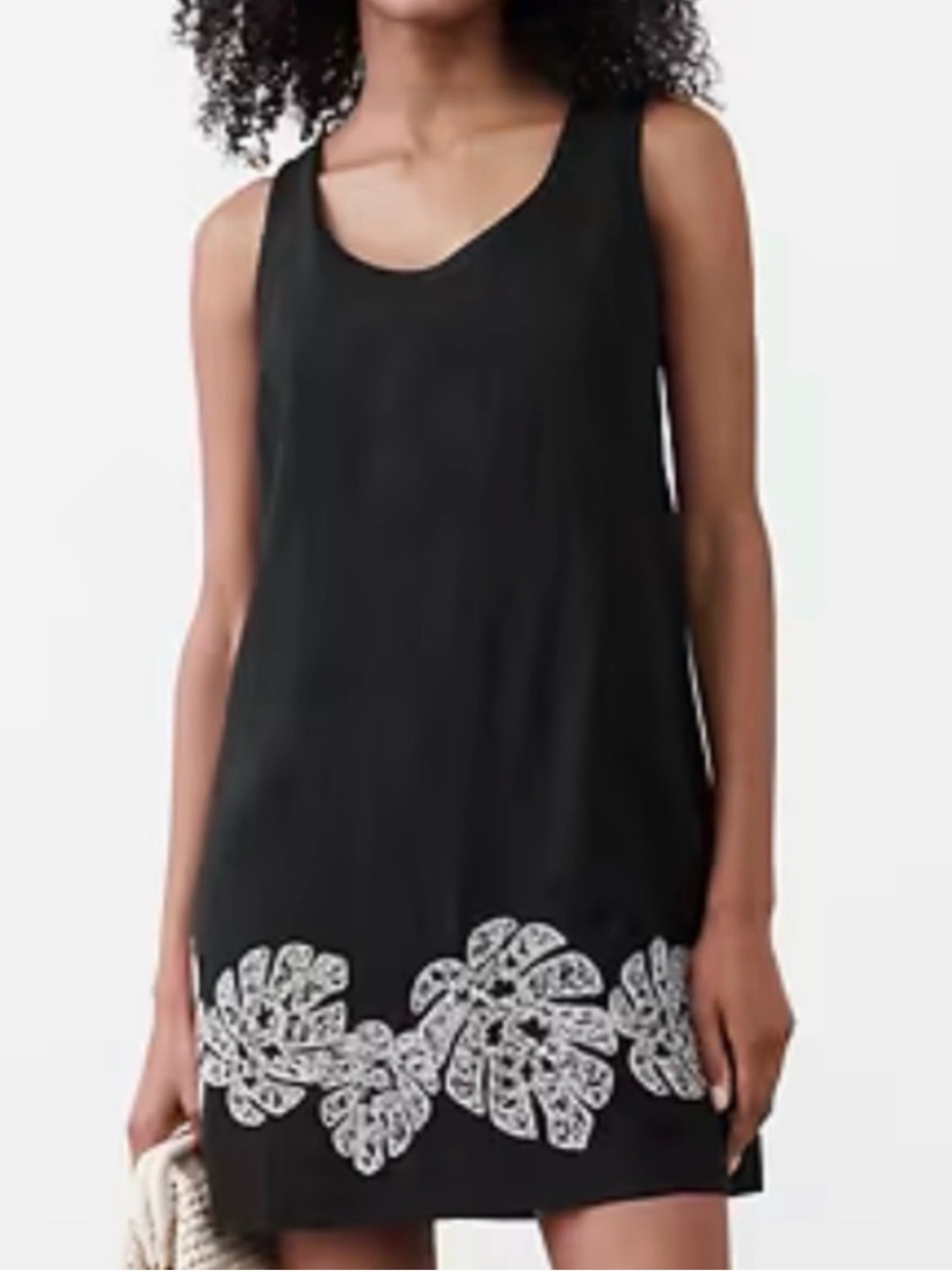 Banana Republic Linen Blend Shift Dress with White Leaf Embroidery